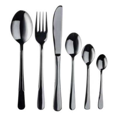 Set of silverware isolated on white background close up