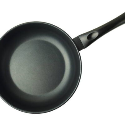 Black pan isolated on white background